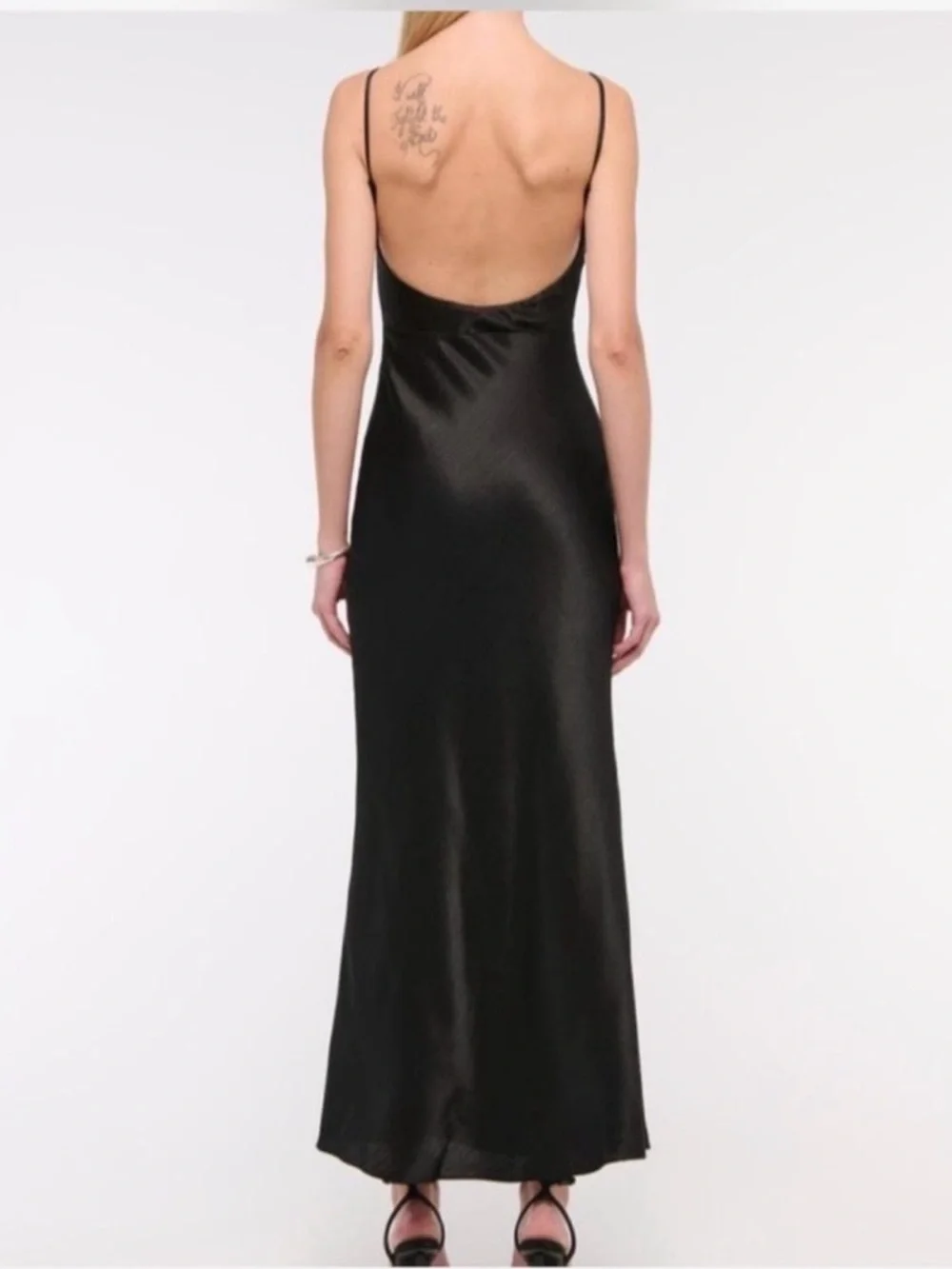 NWT Abercrombie & Fitch Women’s Black High Neck Satin Slip Maxi Dress